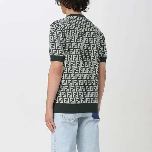 Áo Len Nam Fendi FF Logo Allover Crewneck Wool Short Sleeve FZX051 AR85 F1MTQ Màu Xanh Green Size 46 - Thời trang - Vua Hàng Hiệu