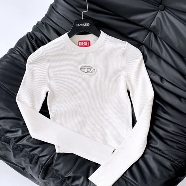 Áo Len Nữ Diesel In White Ribbed White A12397 0DLAX 129 Màu Trắng Size S