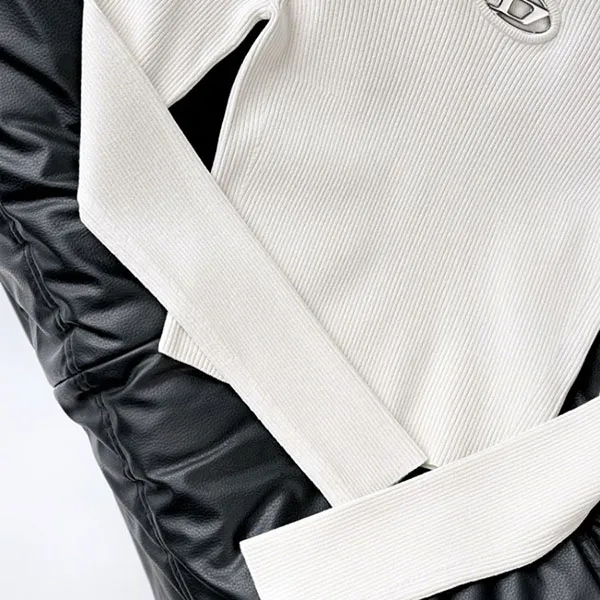 Áo Len Nữ Diesel In White Ribbed White A12397 0DLAX 129 Màu Trắng Size S