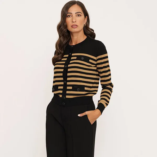 Áo Len Nữ Elisabetta Franchi In Black MK68S46E2 CO5 Màu Nâu Đen Size 42