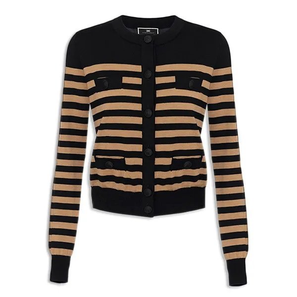 Áo Len Nữ Elisabetta Franchi In Black MK68S46E2 CO5 Màu Nâu Đen Size 42