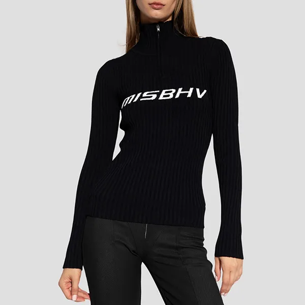 Áo Len Nữ MISBHV Long Sleeve Knitted Zip Top In Black 230B704BLACK Màu Đen Size M