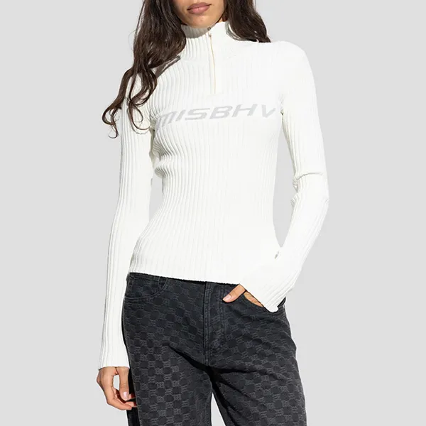 Áo Len Nữ MISBHV Long Sleeve Knitted Zip Top In White 230B703WHITE Màu Trắng Size M - Thời trang - Vua Hàng Hiệu
