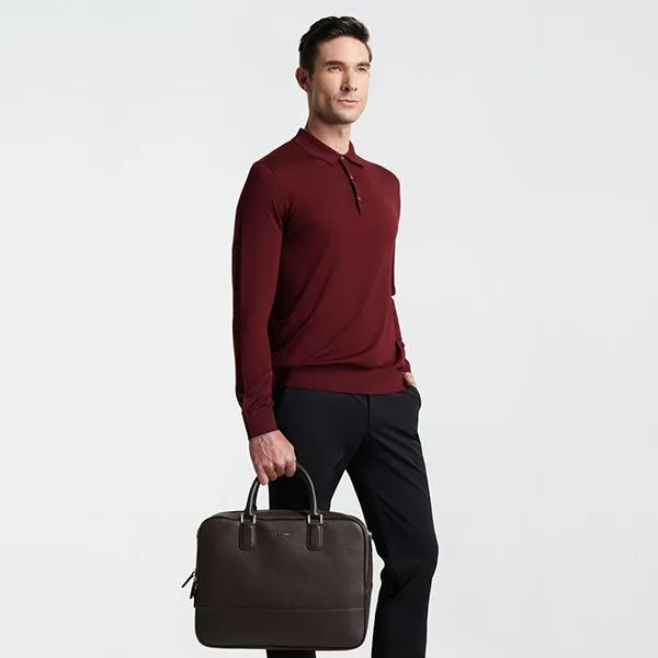 Áo Len Polo Nam Giovanni GSW0068-1BD Màu Đỏ Mận Size 50
