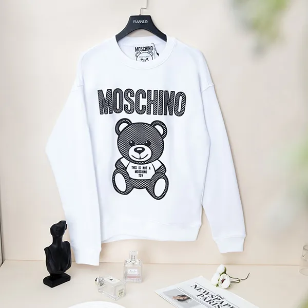 Áo Nỉ Moschino White With Teddy Bear Printed V172620281001 Màu Trắng Size 44