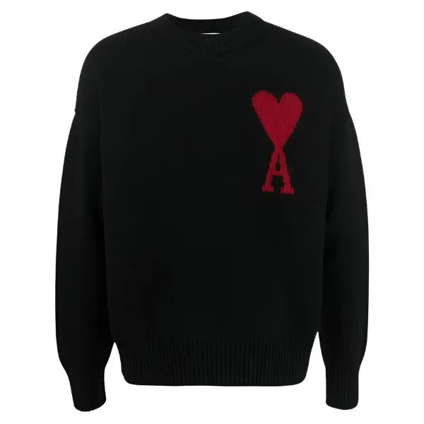 Áo Nỉ Nam Ami Paris Black With Logo Printed Sweatshirt BFUKS006018-009 Màu Đen Size XS