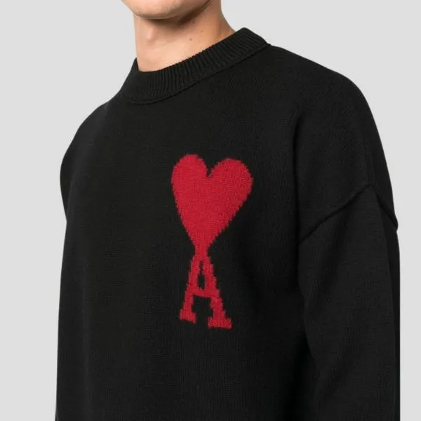 Áo Nỉ Nam Ami Paris Black With Logo Printed Sweatshirt BFUKS006018-009 Màu Đen Size XS