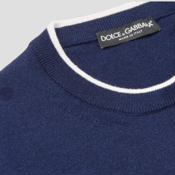 Áo Nỉ Nam Dolce & Gabbana DG Crown In Blue With Logo Intarsia Pullover GX193T JAWED S9002 Màu Xanh Size 46