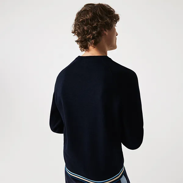 Áo Nỉ Nam Lacoste Crewneck Sweater Relaxed Fit AH8385 QZ1 Màu Xanh Than Size 3