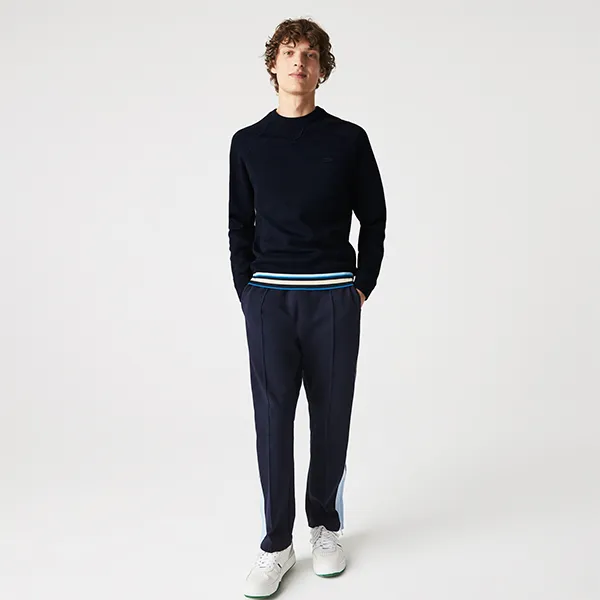 Áo Nỉ Nam Lacoste Crewneck Sweater Relaxed Fit AH8385 QZ1 Màu Xanh Than Size 3