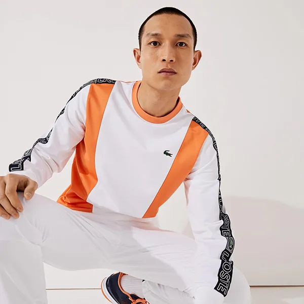 Áo Nỉ Nam Lacoste Men's Sweatshirt SH0870 Màu Trắng Cam Size 4