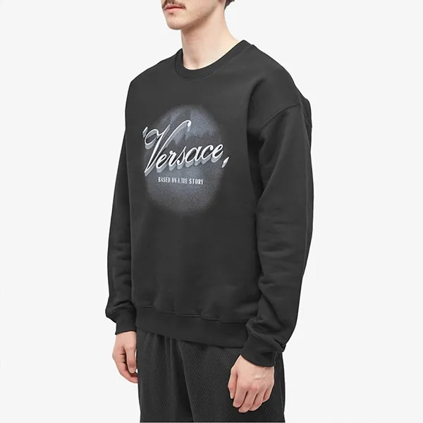 Áo Nỉ Sweater Nam Versace Black With Logo Printed 1012570 1A09069 1B000 Màu Đen Size XS