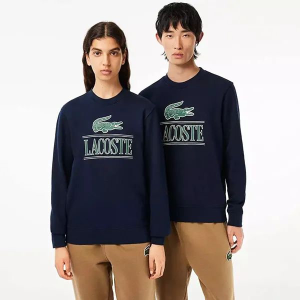 Áo Nỉ Sweater Lacoste Fleece Branded Sweatshirt SH1228 166 Màu Xanh Navy Size XXS