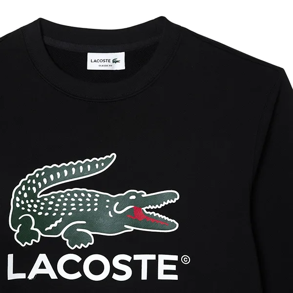 Áo Nỉ Sweater Lacoste Cotton Fleece Sweatshirt SH1281 031 Màu Đen Size M