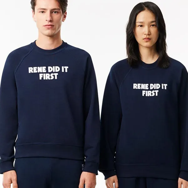 Áo Nỉ Sweater Lacoste Relaxed Fit Crew Neck Sweatshirt SH0144 166 Màu Xanh Navy Size M