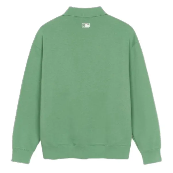Áo Nỉ Sweater MLB Basic Small Logo Half Zip Sweatshirt New York Yankees 3AMTB0546-50KAL Màu Xanh Khaki - Thời trang - Vua Hàng Hiệu