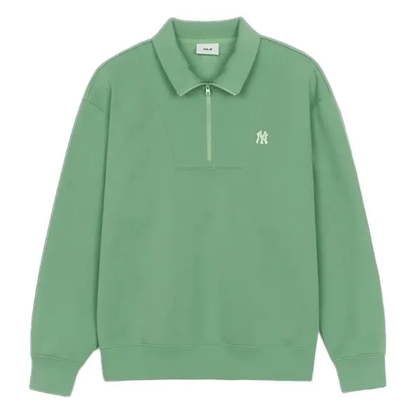 Áo Nỉ Sweater MLB Basic Small Logo Half Zip Sweatshirt New York Yankees 3AMTB0546-50KAL Màu Xanh Khaki - Thời trang - Vua Hàng Hiệu