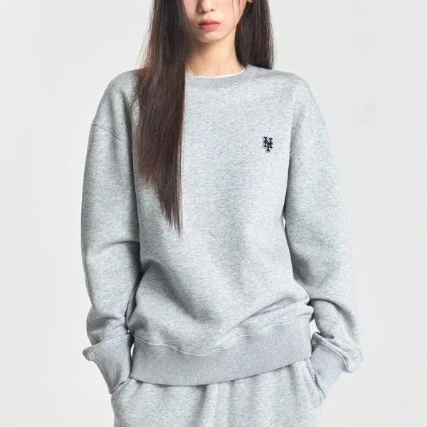 Áo Nỉ Sweater MLB Basic Small Logo Overfit Fleece Man To Man New York Mets 3AMTB0646-09MGS Màu Ghi - Thời trang - Vua Hàng Hiệu