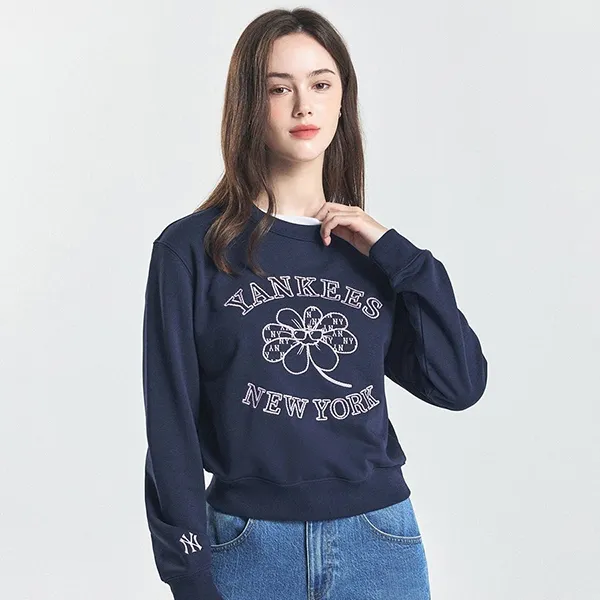 Áo Nỉ Sweater Nữ MLB Floral New York Yankees Sweatshirts 3FMTF0144-50NYS Màu Xanh Navy - Thời trang - Vua Hàng Hiệu