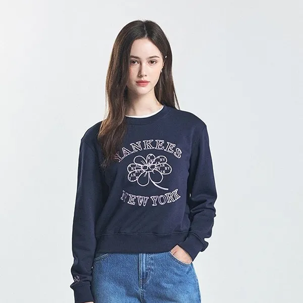 Áo Nỉ Sweater Nữ MLB Floral New York Yankees Sweatshirts 3FMTF0144-50NYS Màu Xanh Navy - Thời trang - Vua Hàng Hiệu