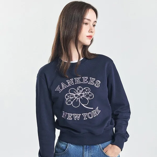 Áo Nỉ Sweater Nữ MLB Floral New York Yankees Sweatshirts 3FMTF0144-50NYS Màu Xanh Navy - Thời trang - Vua Hàng Hiệu