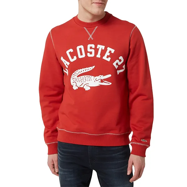 Áo Nỉ Sweater Nam Lacoste Crew Neck 27 Print Fleece SH0062 Màu Đỏ Size 3
