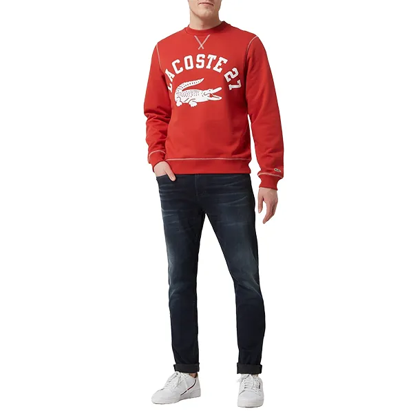 Áo Nỉ Sweater Nam Lacoste Crew Neck 27 Print Fleece SH0062 Màu Đỏ Size 3
