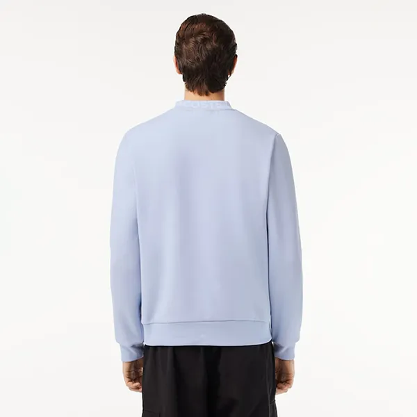 Áo Nỉ Nam Lacoste Logo Jacquard Crew Neck Sweatshirt SH7473 J2G Màu Xanh Nhạt Size 2