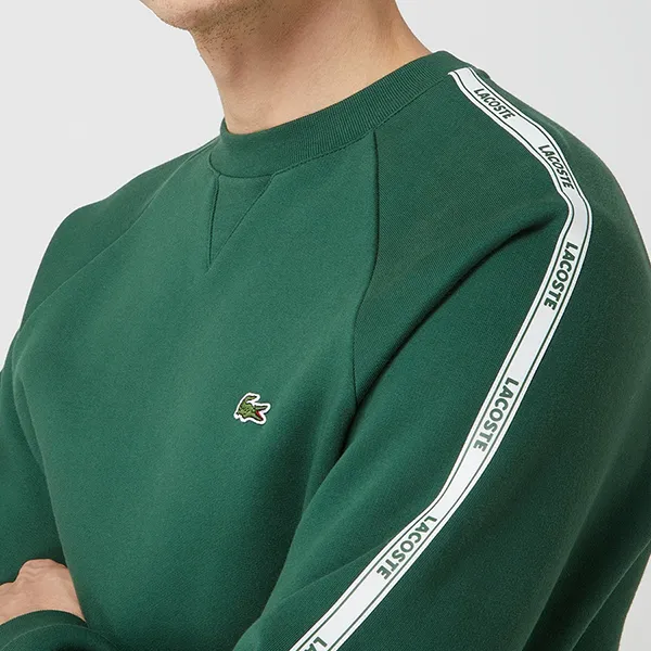 Áo Nỉ Sweater Nam Lacoste Men's Cotton Fleece Sweatshirt With Round Neck And Brand Logo SH1213 Màu Xanh Lá Size 2