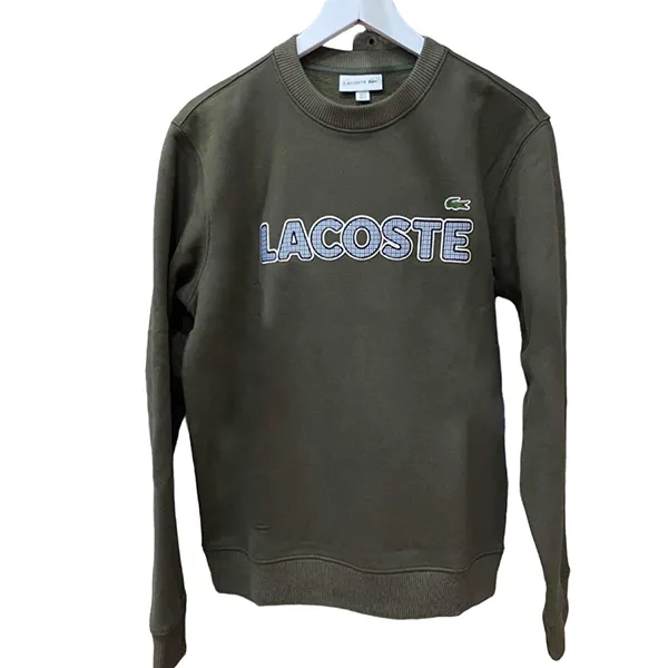 Áo Nỉ Sweater Nam Lacoste Men's Crew Neck Check Màu Xanh Rêu Size 4