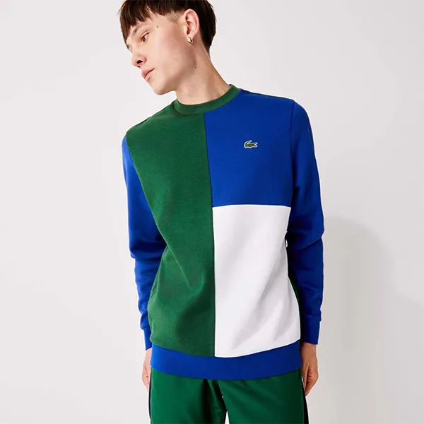 Áo Nỉ Sweater Nam Lacoste Men's Sport Two Ply Colorblock Cotton Blend SH2106-GHM Màu Xanh Trắng Size 2 - Thời trang - Vua Hàng Hiệu