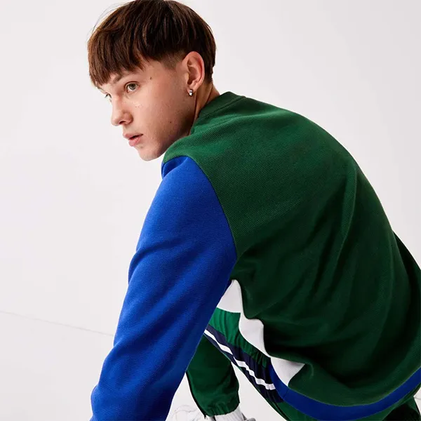 Áo Nỉ Sweater Nam Lacoste Men's Sport Two Ply Colorblock Cotton Blend SH2106-GHM Màu Xanh Trắng Size 2 - Thời trang - Vua Hàng Hiệu