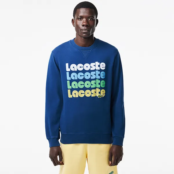 Áo Nỉ Sweater Nam Lacoste Ombré Print Fleece Sweatshirt SH7504 HBM Màu Xanh Blue Size 4