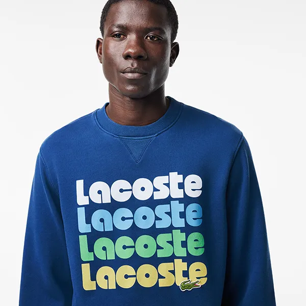 Áo Nỉ Sweater Nam Lacoste Ombré Print Fleece Sweatshirt SH7504 HBM Màu Xanh Blue Size 4