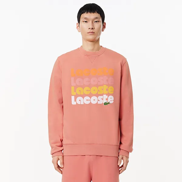 Áo Nỉ Sweater Nam Lacoste Ombré Print Fleece Sweatshirt SH7504 ZV9 Màu Hồng Cam Size 4