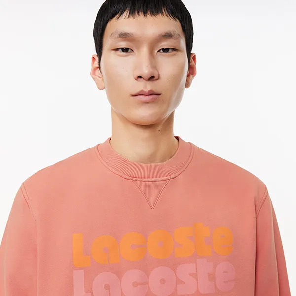 Áo Nỉ Sweater Nam Lacoste Ombré Print Fleece Sweatshirt SH7504 ZV9 Màu Hồng Cam Size 4