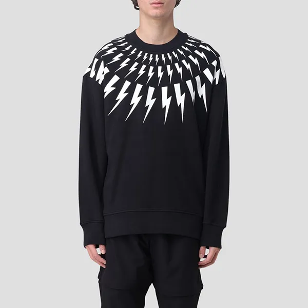 Áo Nỉ Sweater Nam Neil Barrett Black With Thunderbolt Logo Printed PBJS010SV517S 524 Màu Đen Size S - Thời trang - Vua Hàng Hiệu