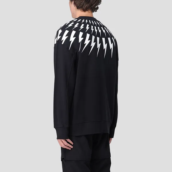 Áo Nỉ Sweater Nam Neil Barrett Black With Thunderbolt Logo Printed PBJS010SV517S 524 Màu Đen Size S - Thời trang - Vua Hàng Hiệu