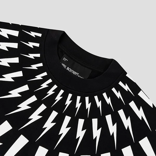 Áo Nỉ Sweater Nam Neil Barrett Black With Thunderbolt Logo Printed PBJS010SV517S 524 Màu Đen Size S - Thời trang - Vua Hàng Hiệu