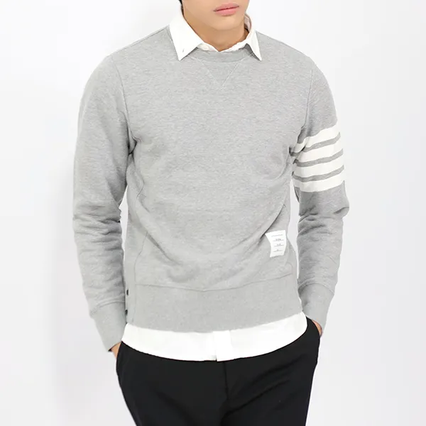 Áo Nỉ Sweater Nam Thom Browne Grey With 4-Bar Printed MJT021H00535-68 Màu Xám Size 2