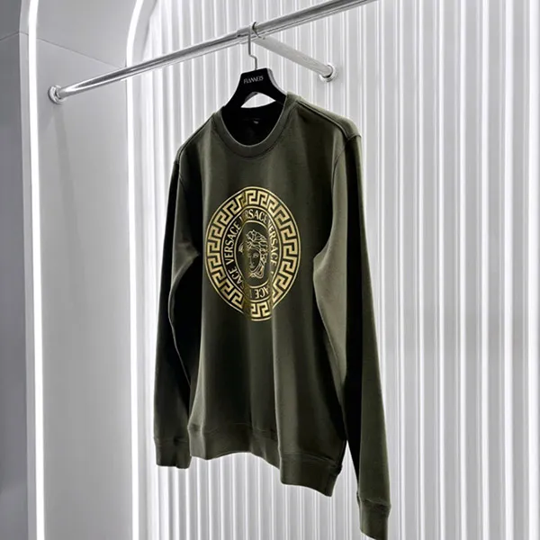 Áo Nỉ Sweater Nam Versace With Medusa Logo Printed 1011852 1A12064 2K280 Màu Xanh Size XS