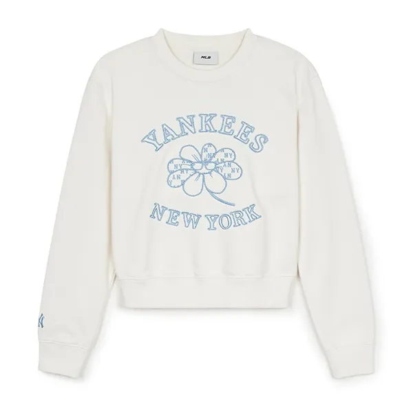 Áo Nỉ Sweater Nữ MLB Floral New York Yankees Sweatshirts 3FMTF0144-50CRS Màu Trắng Kem - Thời trang - Vua Hàng Hiệu