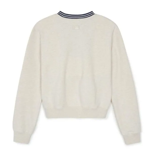 Áo Nỉ Sweater Nữ MLB Varsity Cursive Los Angeles Dodgers Sweatshirts 3FMTV0344 07OTS Màu Be