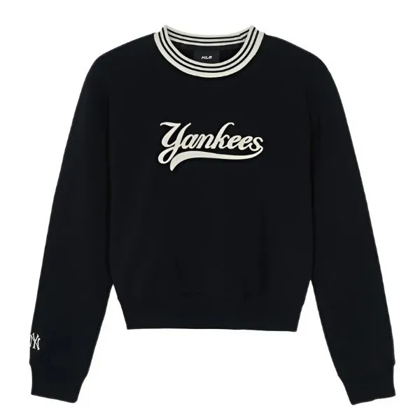 Áo Nỉ Sweater Nữ MLB Varsity Cursive New York Yankees Sweatshirts 3FMTV0344 50BKS Màu Đen