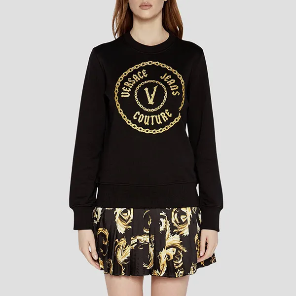Áo Nỉ Sweater Nữ Versace Jean Conture In Black With Logo Printed 77HAIT02 CF01T Màu Đen Size XS - Thời trang - Vua Hàng Hiệu