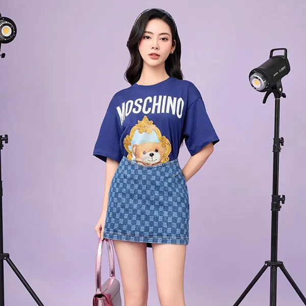Áo Phông Moschino Blue Mirror Teddy Bear Logo Printed T-shirt 222D V071054417287 Màu Xanh Blue Size XXS - Thời trang - Vua Hàng Hiệu