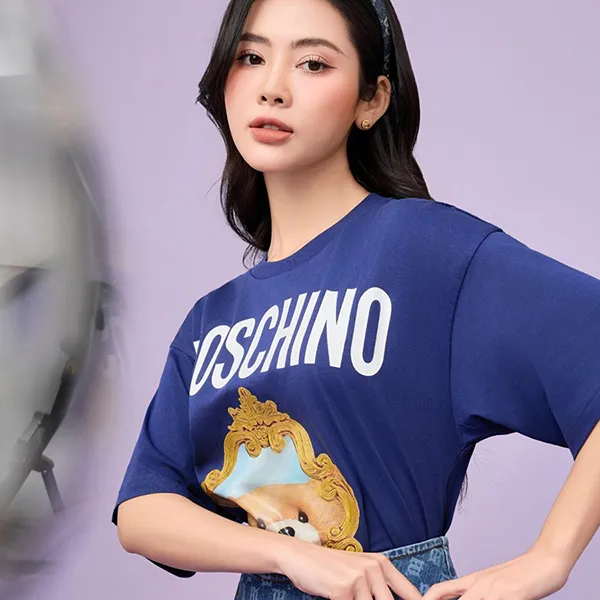 Áo Phông Moschino Blue Mirror Teddy Bear Logo Printed T-shirt 222D V071054417287 Màu Xanh Blue Size XXS - Thời trang - Vua Hàng Hiệu