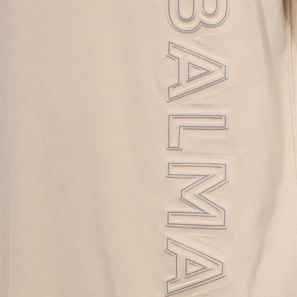 Áo Phông Nam Balmain Beige With Logo Embroidered BH0EG010/BC22GPB Tshirt Màu Beige Size XS