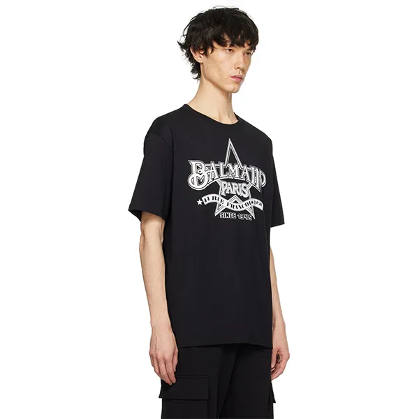 Áo Phông Nam Balmain Black With Logo Printed Tshirt CH1EG000GD29 Màu Đen Size S - Thời trang - Vua Hàng Hiệu