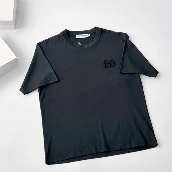 Áo Phông Nam Dolce & Gabbana D&G With Logo Embroidered T-Shirt G8RI6Z G7L3I S9019 Màu Đen Size 44
